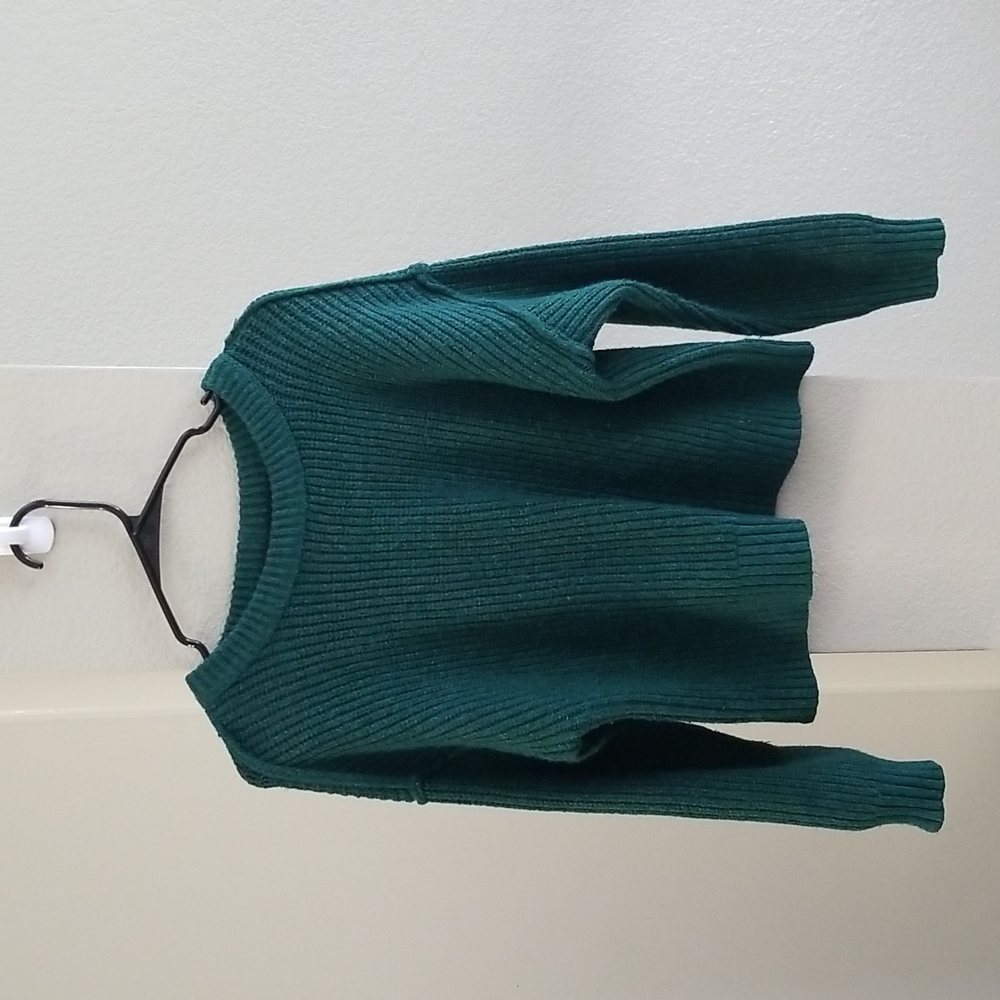 American Eagle Boxy Cropped Green Sweater Size Medium